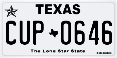 TX license plate CUP0646