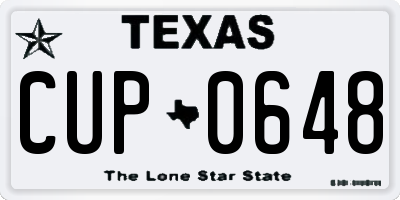 TX license plate CUP0648
