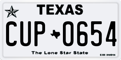 TX license plate CUP0654