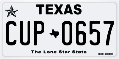 TX license plate CUP0657
