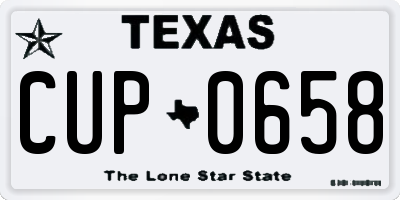TX license plate CUP0658