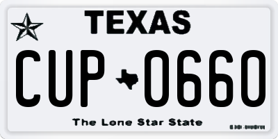TX license plate CUP0660