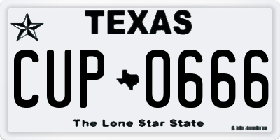 TX license plate CUP0666