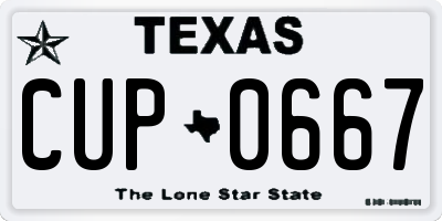 TX license plate CUP0667