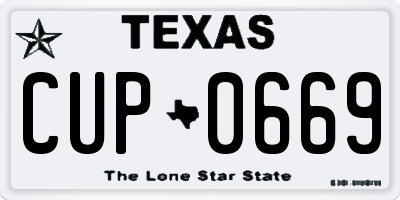 TX license plate CUP0669