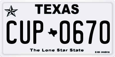 TX license plate CUP0670