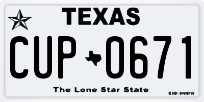 TX license plate CUP0671