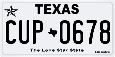 TX license plate CUP0678