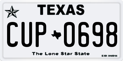 TX license plate CUP0698