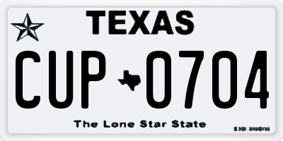 TX license plate CUP0704
