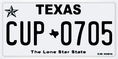 TX license plate CUP0705
