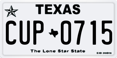 TX license plate CUP0715