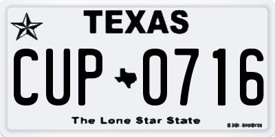 TX license plate CUP0716