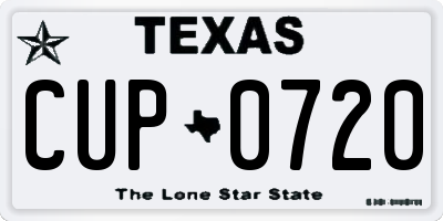 TX license plate CUP0720