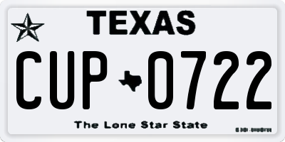 TX license plate CUP0722