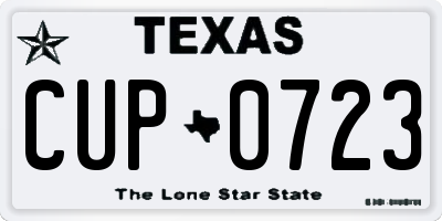 TX license plate CUP0723