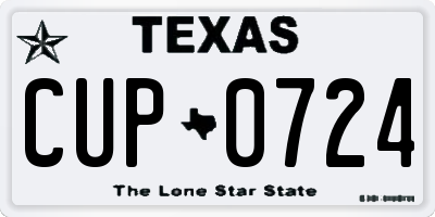 TX license plate CUP0724