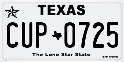 TX license plate CUP0725