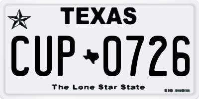 TX license plate CUP0726