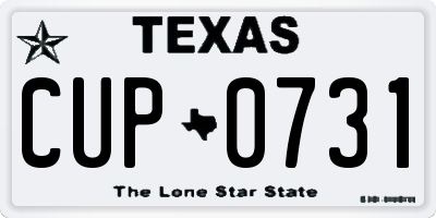TX license plate CUP0731