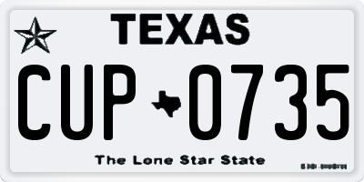 TX license plate CUP0735