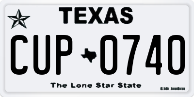 TX license plate CUP0740