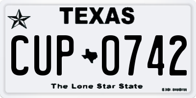 TX license plate CUP0742