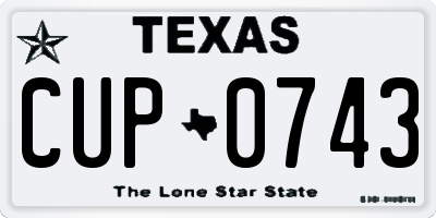TX license plate CUP0743