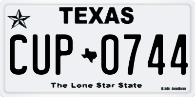 TX license plate CUP0744