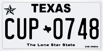TX license plate CUP0748