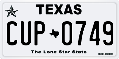 TX license plate CUP0749