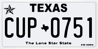 TX license plate CUP0751