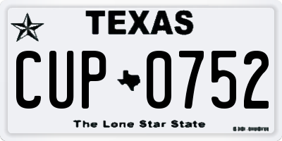 TX license plate CUP0752