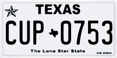 TX license plate CUP0753