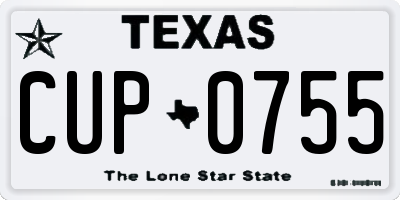 TX license plate CUP0755