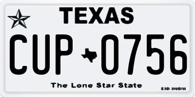 TX license plate CUP0756