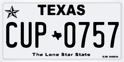 TX license plate CUP0757