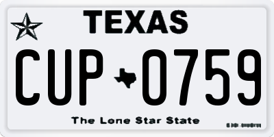 TX license plate CUP0759