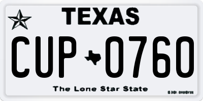 TX license plate CUP0760