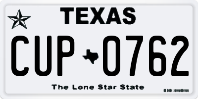 TX license plate CUP0762