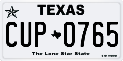 TX license plate CUP0765