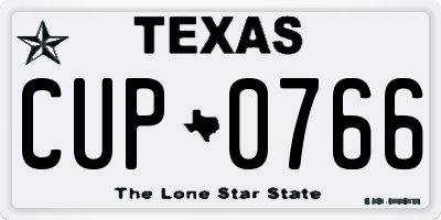 TX license plate CUP0766