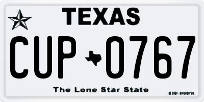 TX license plate CUP0767