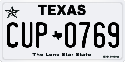 TX license plate CUP0769