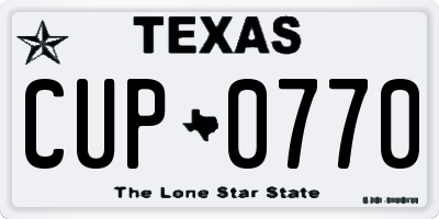 TX license plate CUP0770