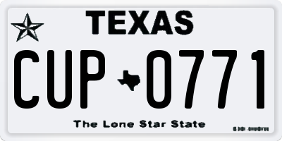 TX license plate CUP0771