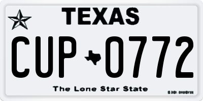TX license plate CUP0772