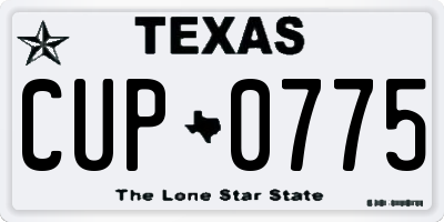 TX license plate CUP0775