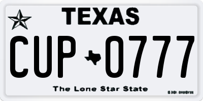 TX license plate CUP0777