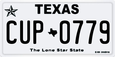 TX license plate CUP0779